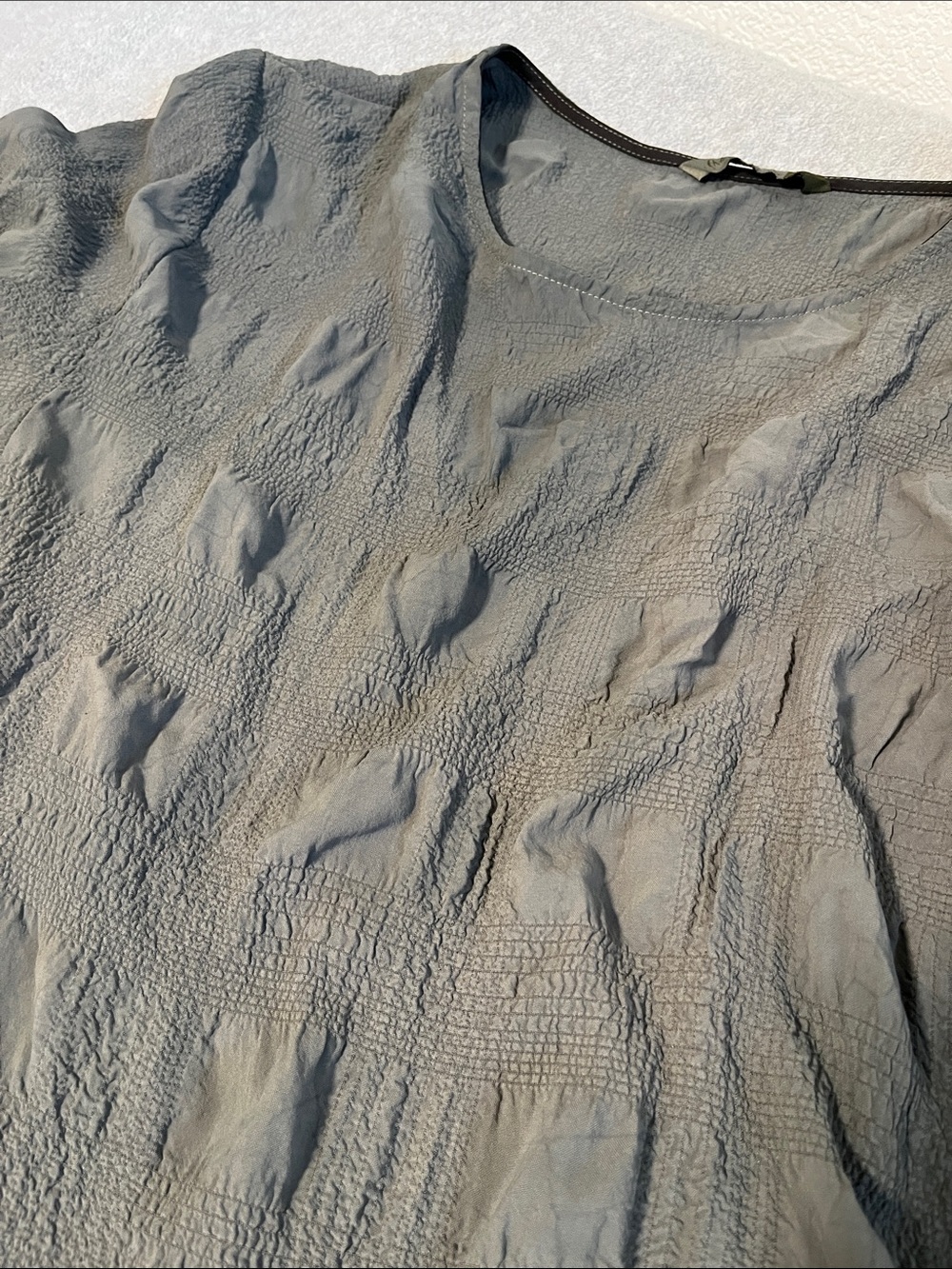 Chelet Et Ceci Tunic Top Lagenlook Boho Crinkle Textured Grunge Gray Avant Garde - Picture 11 of 11